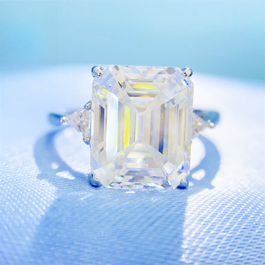 2026 Summer New S925 Silver 5ct Emerald Cut Moissanite Ring | Massive 9x11mm D VVS1 | Caratix