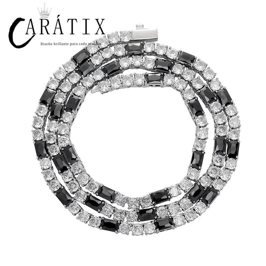 CARÁTIX Black Zircon Tennis Bracelet | 5A+ CZ Iced Out Hip Hop Chain for Men (7"-22")