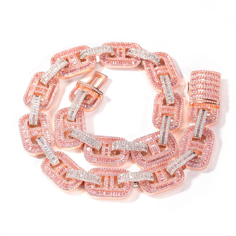 CARÁTIX Pink CZ Pig Nose Chain | Iced Out Coffee Beans Hip Hop Necklace for Men & Women