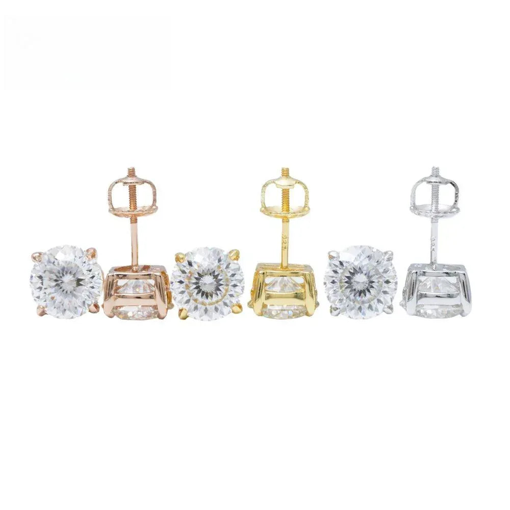 S925 Silver VVS Nest Cut Moissanite Stud Earrings - CaratixJewelry