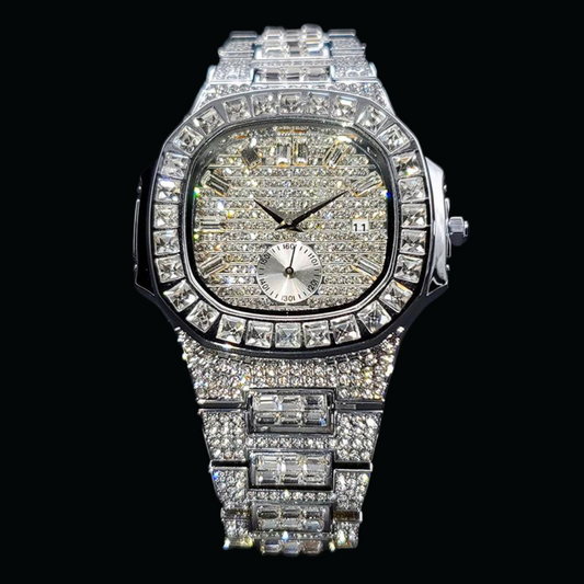 Luxury Date Special Minute Hand Iced Out Diamond Watch – High-End Hip Hop Watch for Men