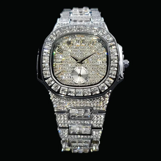 Luxury Date Special Minute Hand Iced Out Watch – High-End Hip Hop Watch for Men - CaratixJewelry