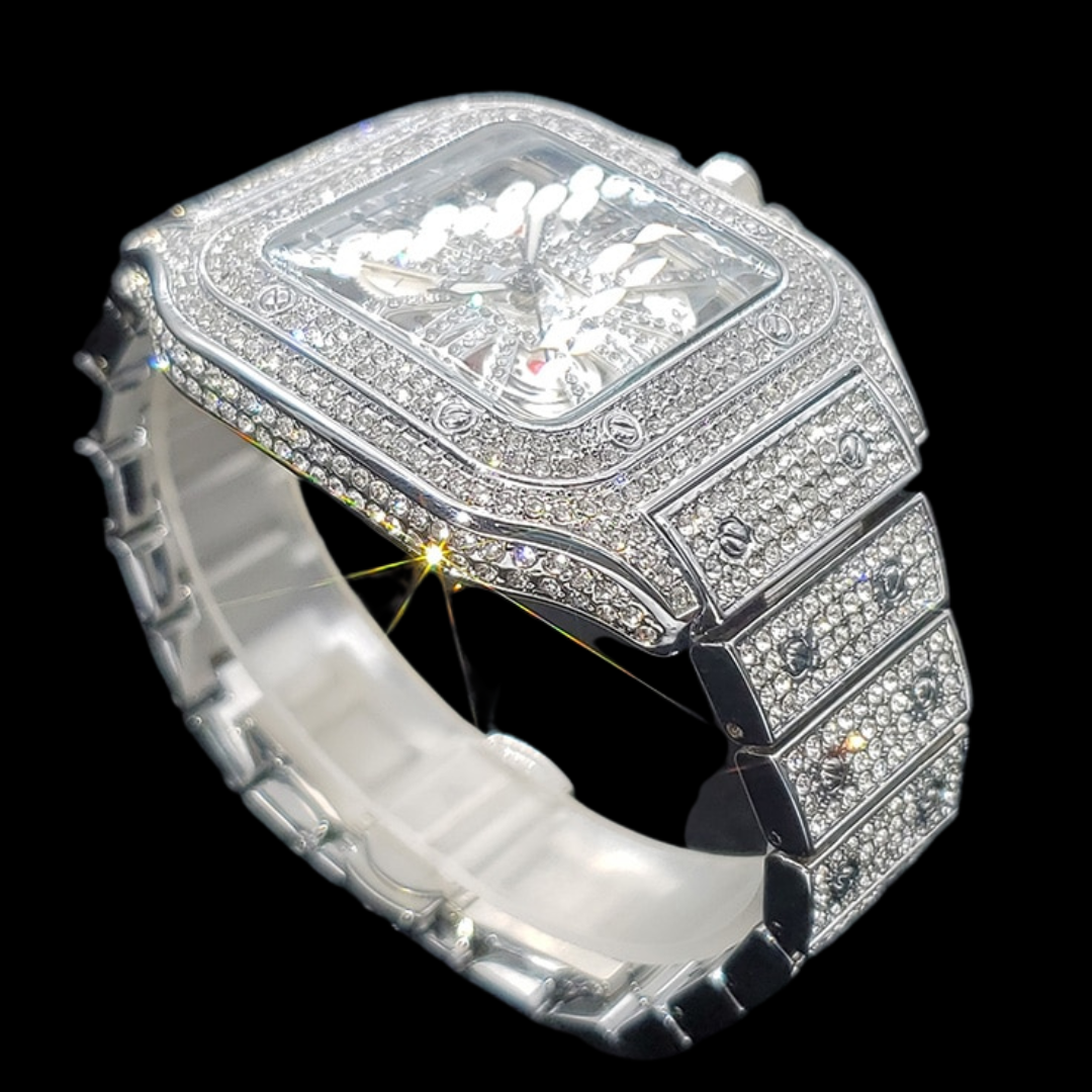 Skeleton Red Dial VVS Iced Out Diamond Designer Watch – Luxury Hip Hop Style