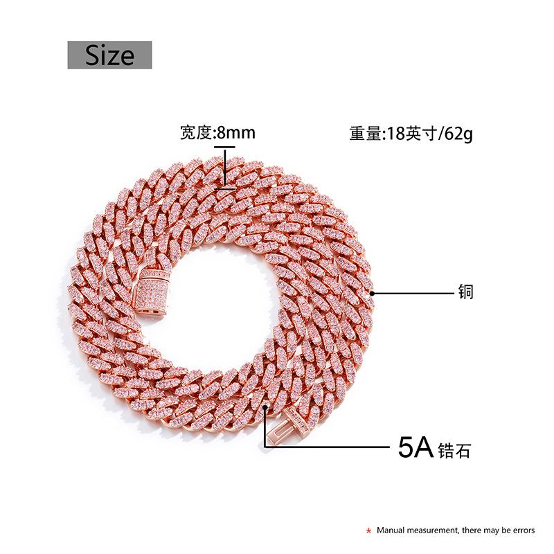 CARÁTIX 8mm Solid Cuban Link Chain Set – 5A+ CZ Iced Out Hip Hop Bling Bracelets & Necklaces for Men & Women | Unisex Rapper Gift