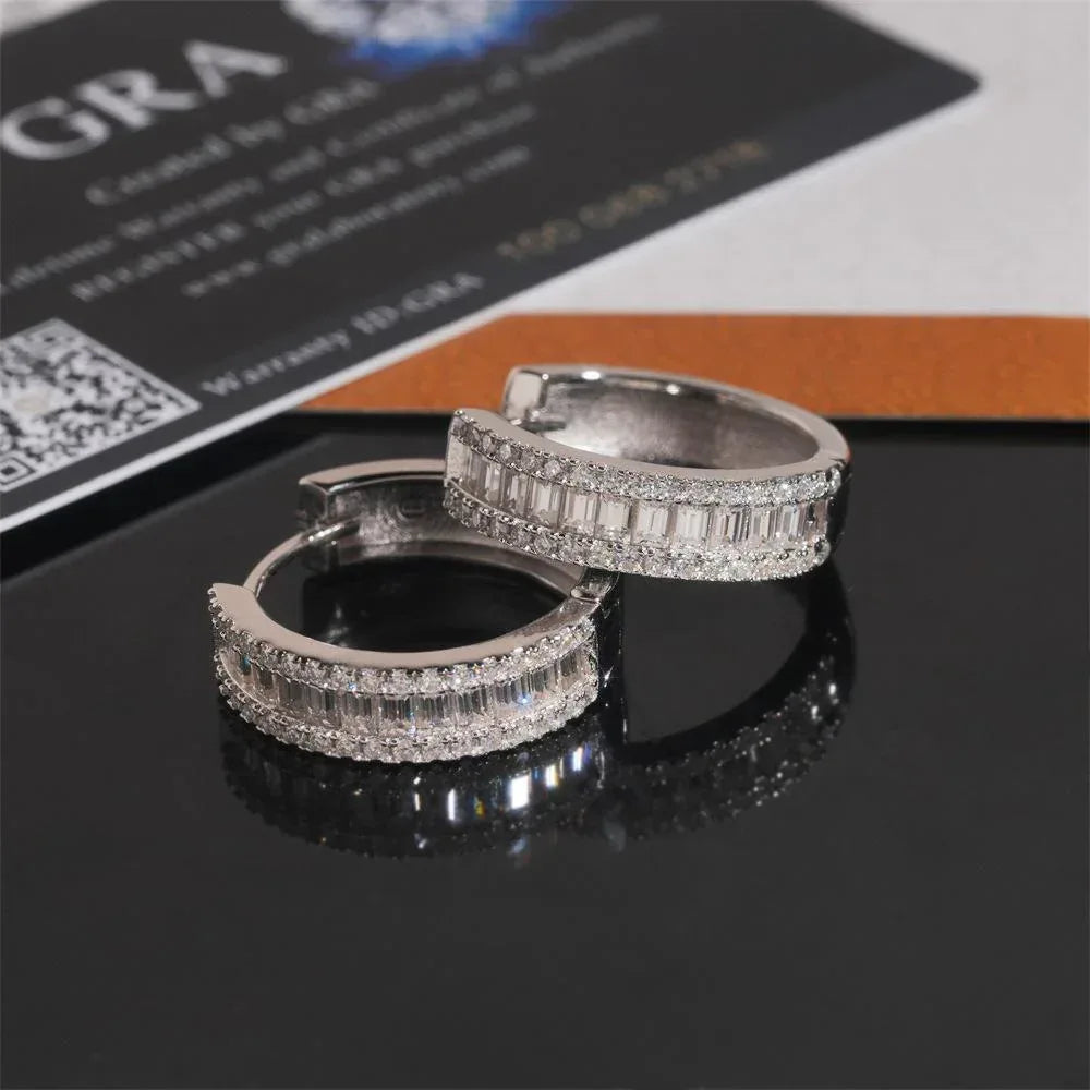 S925 Silver Synthetic Moissanite Inspired Hoop Earrings - CaratixJewelry