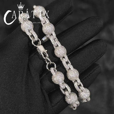 CARÁTIX 10.5MM Miami Cuban Chain Necklace – Round Ball Bead Choker with Micro Pave CZ, Hip Hop Jewelry for Men & Women Gift - CaratixJewelry