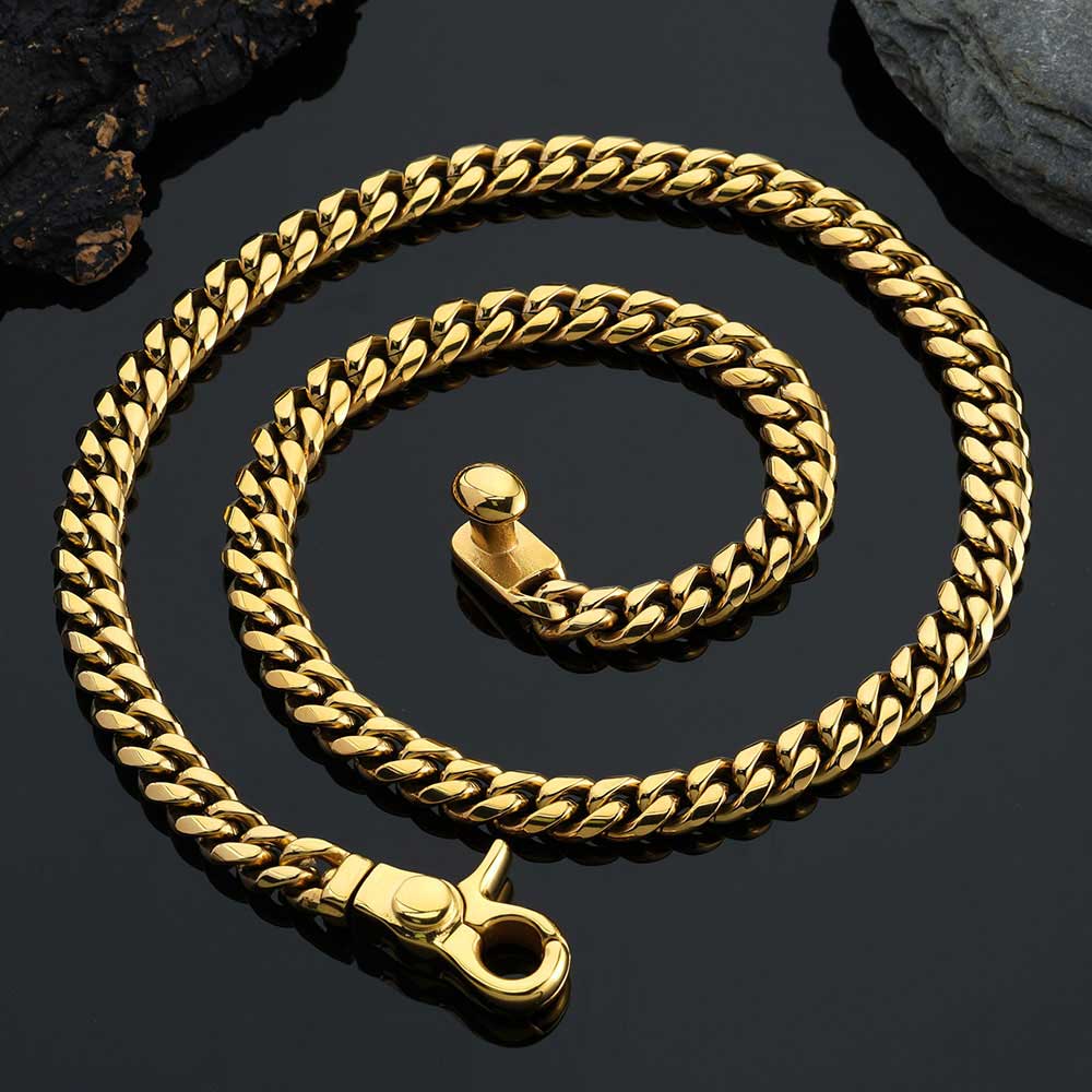 CARÁTIX - 8/14mm High-Grade Heavy Stainless Steel Cuban Link Chain Necklace Mens Hip Hop Rock Choker Jewelry 7-26inch Valentine's Day Gift for Men & Girls & Boys Mothers' Day Gift #Springtok