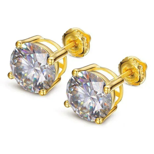 9mm Sterling Silver VVS Lab Hip Hop Bling Earrings - CaratixJewelry
