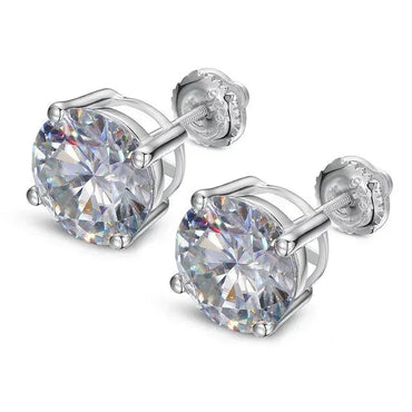 9mm Sterling Silver VVS Lab Hip Hop Bling Earrings - CaratixJewelry