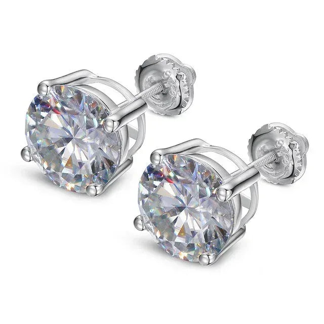 9mm Sterling Silver VVS Lab Hip Hop Bling Earrings - CaratixJewelry