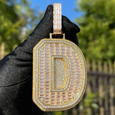 Edition Two Layers A~Z Iced Out Initial Custom Name Necklace Pendant - Luxury Custom Jewelry - CaratixJewelry