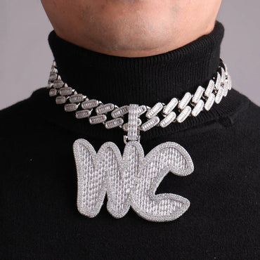 Big Baguette Iced Out Personalized Custom Name Necklace Pendant - Luxury Custom Jewelry - CaratixJewelry