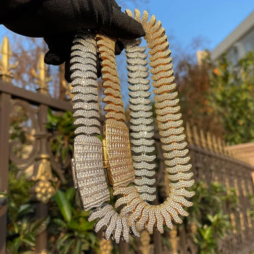 20MM Boomerang Link Iced Out Necklace Chain - CaratixJewelry