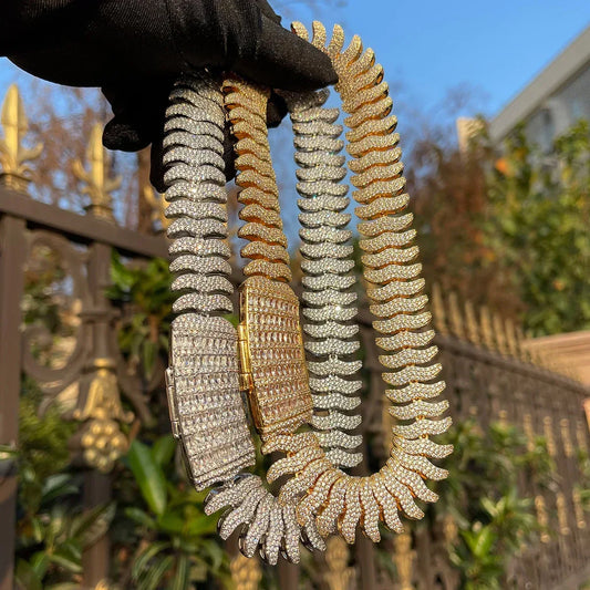 20MM Boomerang Link Iced Out Necklace Chain - CaratixJewelry
