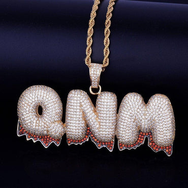 Red Finish Iced Out Personalized Custom Name Necklace Pendant - Luxury Custom Jewelry - CaratixJewelry