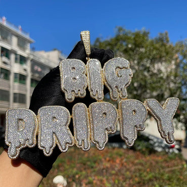 Drip and Shine Iced Out Personalized Custom Name Necklace Pendant – Luxury Hip Hop Jewelry for Men & Women - CaratixJewelry