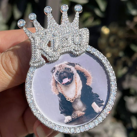 King Crown Bail Custom Photo Pendant Necklace – Iced Out Hip Hop Jewelry - CaratixJewelry