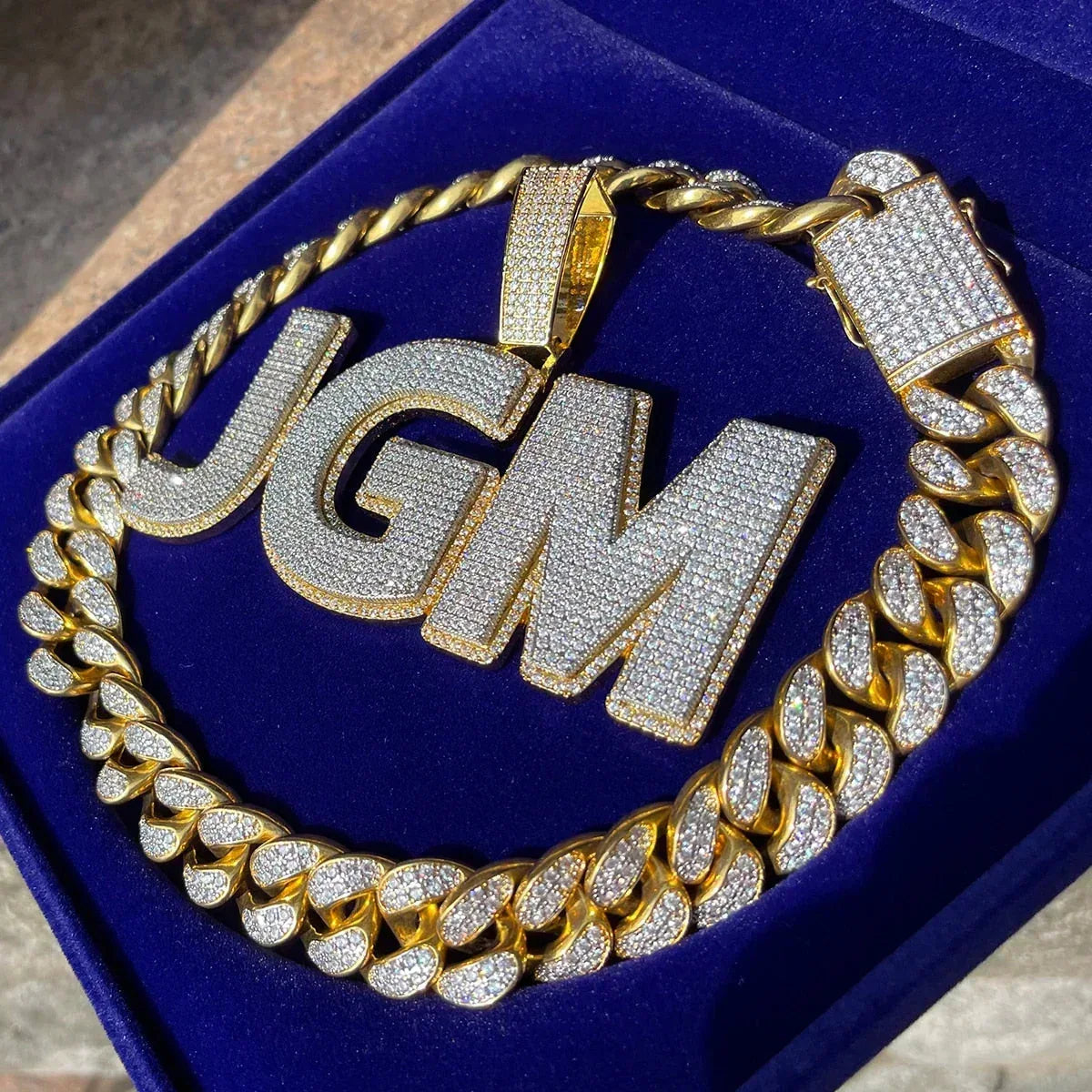 Two Layers Solid Clear Font Iced Out Personalized Custom Name Necklace Pendant - Luxury Custom Jewelry - CaratixJewelry