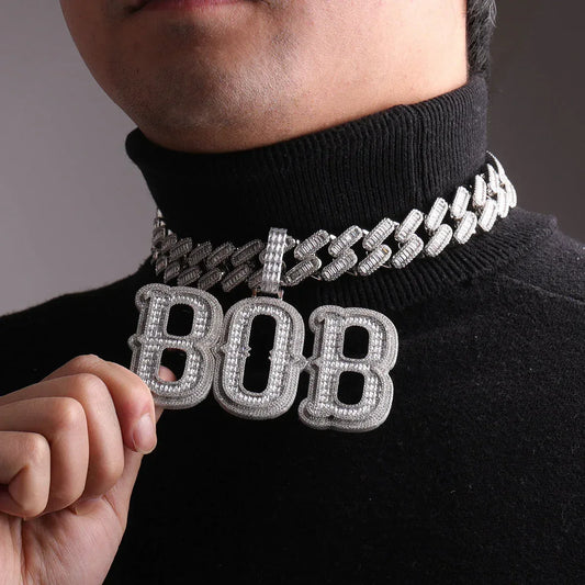 Cursive Iced Out Personalized Custom Name Necklace Pendant - Luxury Custom Jewelry - CaratixJewelry