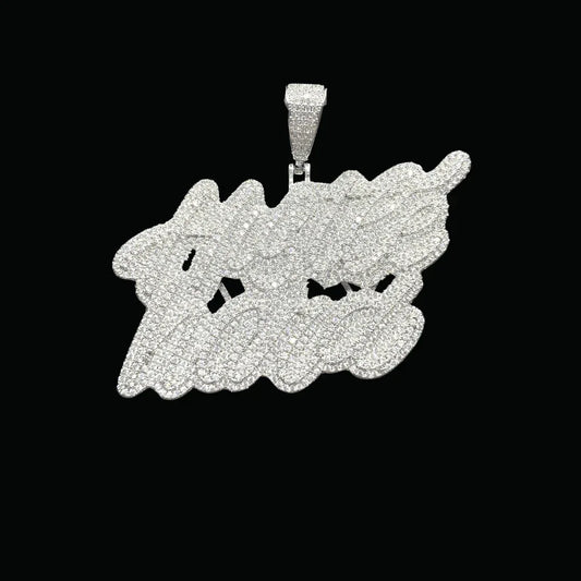 Hustle Hard Iced Out Letter Pendant Necklace – Custom Hip Hop Jewelry for Men - CaratixJewelry