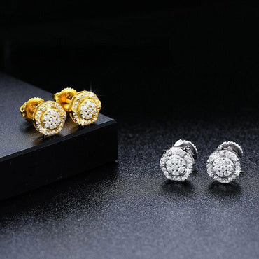 VVS Cluster Solid 925 Sterling Silver Iced Bling Out Earrings - CaratixJewelry