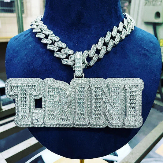 Drip Hard Style Iced Out Personalized Custom Name Necklace Pendant – Luxury Hip Hop Jewelry for Men & Women - CaratixJewelry