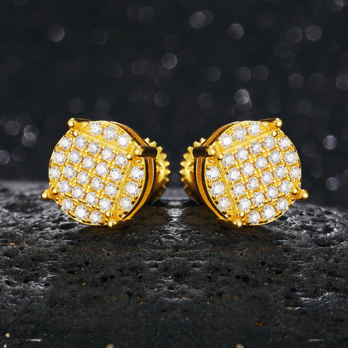 Men's Classic Total Ice 18k Gold Over 925 Silver Lab Diamond Earrings