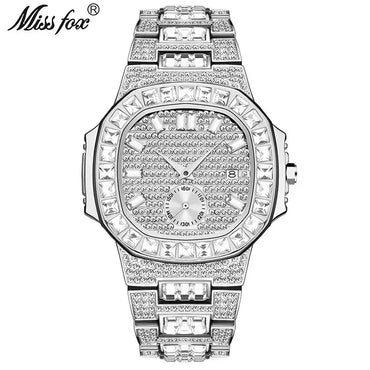 Luxury Big Men's Watch | Rose Gold Iced Out Watch | Crystal Rhinestone Analog Japan Quartz Wristwatch | Fashion Male Clock | Caratix - CaratixJewelry