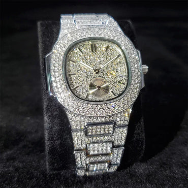 Luxury Men's Chronograph Watch | Sapphire Glass Full Iced Out Watch | Stainless Steel Automatic Date Quartz Clock | Caratix - CaratixJewelry
