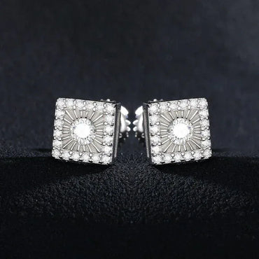 Square Big Boy VVS Lab 14k Gold Over Silver Hip Hop Earrings - CaratixJewelry