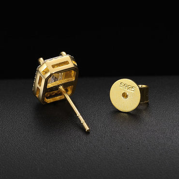 VVS Genuine Diamond Baguette Cut Solid 925 Silver Hip Hop Iced Earrings – Luxury Statement Jewelry