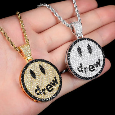 Drew Smiley Face Pendant Necklace with Micro-Pave Zircon for Men | Caratix Jewelry - CaratixJewelry