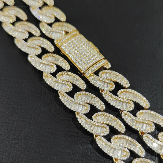 15mm T-Shape Zircon Cuban Link Necklace - CaratixJewelry