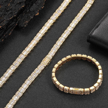 8mm Iced Out Square Chain Zircon Necklace with Flip Lock for Men | Caratix Jewelry - CaratixJewelry