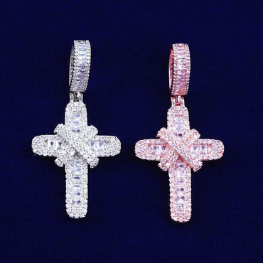 Iced Out "X" Cross Pendant | Women's Opium Style Y2K Necklace - CaratixJewelry