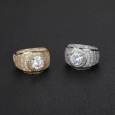 Mixed-Zircon Large Stone Ring for Men | Trendy Hip Hop Jewelry | Caratix Jewelry - CaratixJewelry