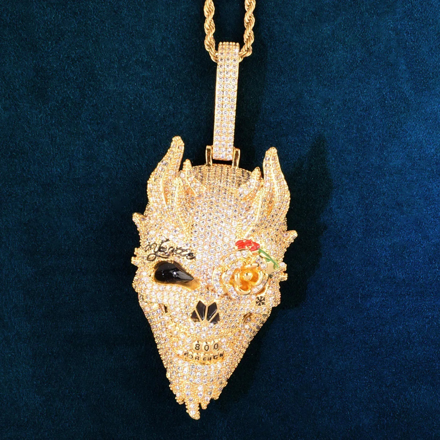 Iced Out Skull Pendant Necklace | CZ Hip Hop Vintage Streetwear Men’s Jewelry - CaratixJewelry