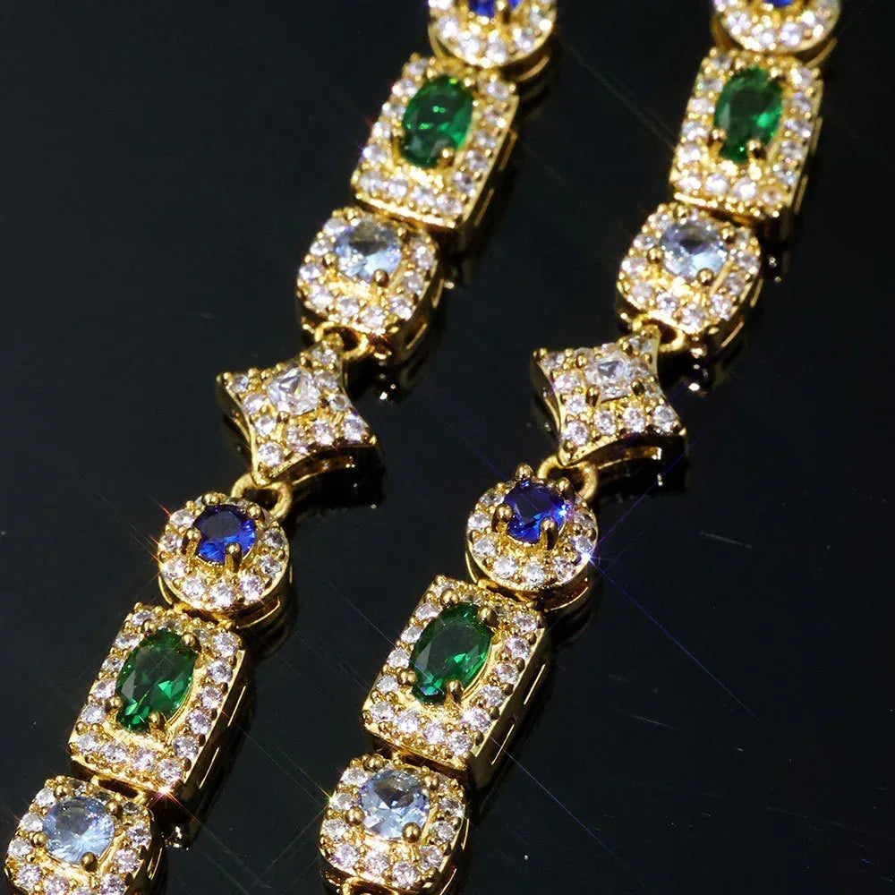 6mm Geometric Color Zircon Hip Hop Necklace Rapper Iced Out Chain Style | Caratix Jewelry - CaratixJewelry