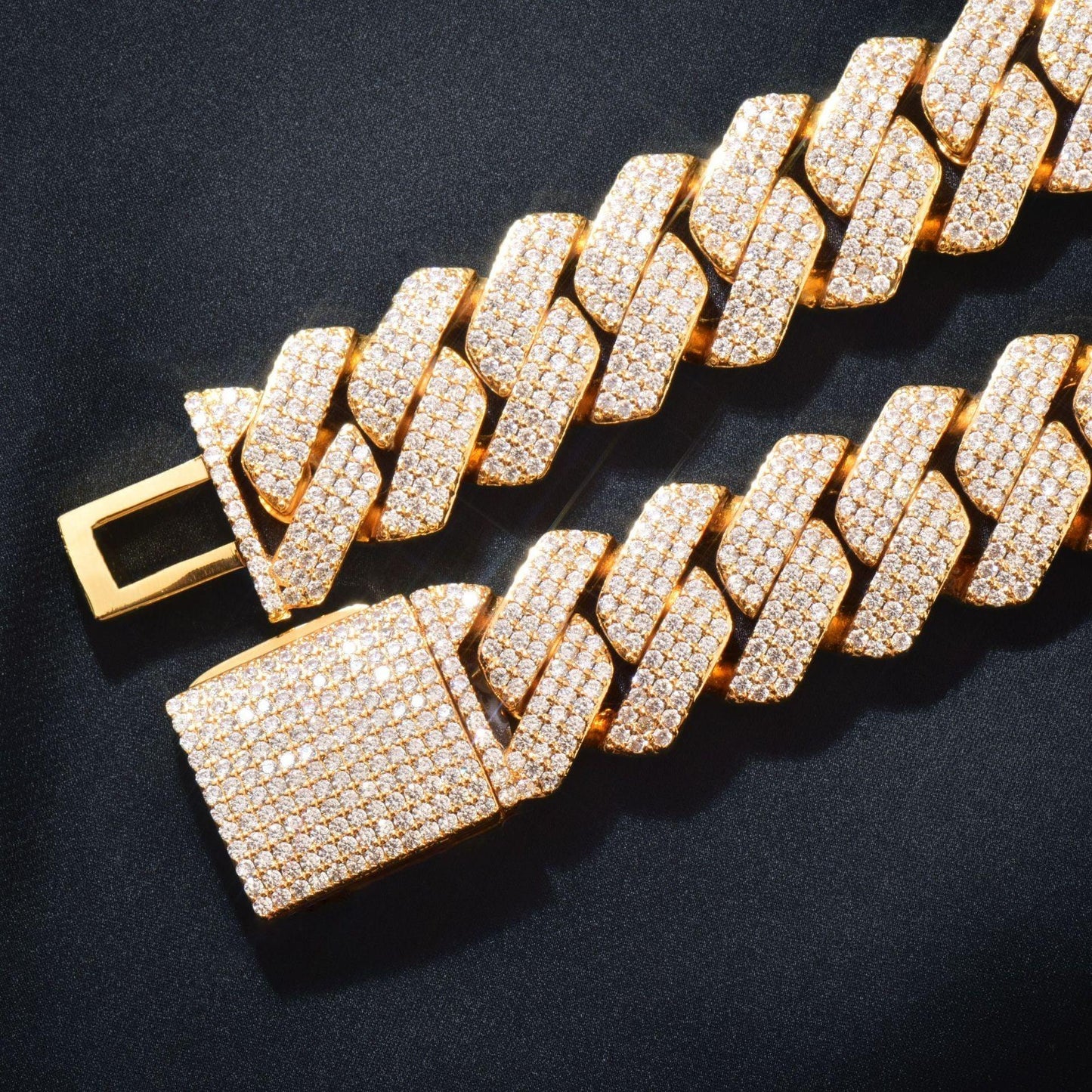 20mm 3Row Curved Gold Cuban Chain Necklace - CaratixJewelry