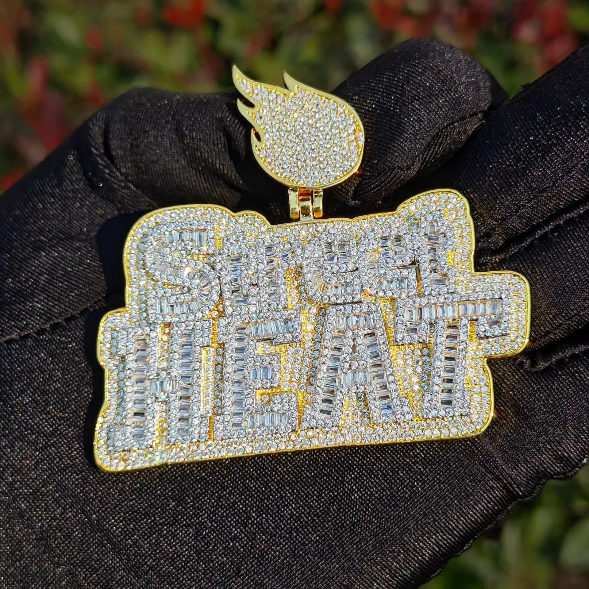 Flame Clasp Letter Pendant | Mixed CZ Iced Out Hip Hop Streetwear Necklace - CaratixJewelry
