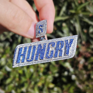 Huncry Letter Pendant Necklace | CZ Iced Out Hip Hop Streetwear Jewelry - CaratixJewelry