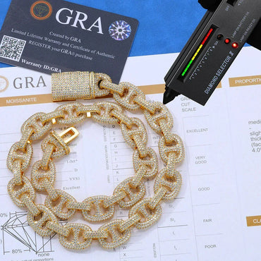 16mm Moissanite Nose Chain Cuban Necklace for Men – S925 Sterling Silver Luxury Hip Hop Jewelry - CaratixJewelry