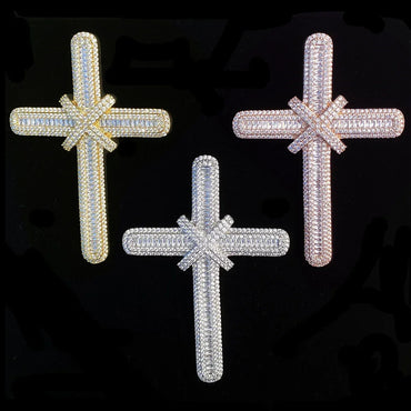 Iced Out Oversized "Grand Cross" Pendant | Men's Real Copper Big Cross Necklace - CaratixJewelry