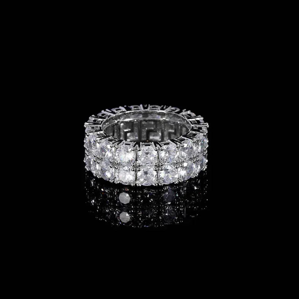 Double Row Zircon Ring with 18K Gold Plating for Men | Fashionable Hip Hop Jewelry | Caratix Jewelry - CaratixJewelry