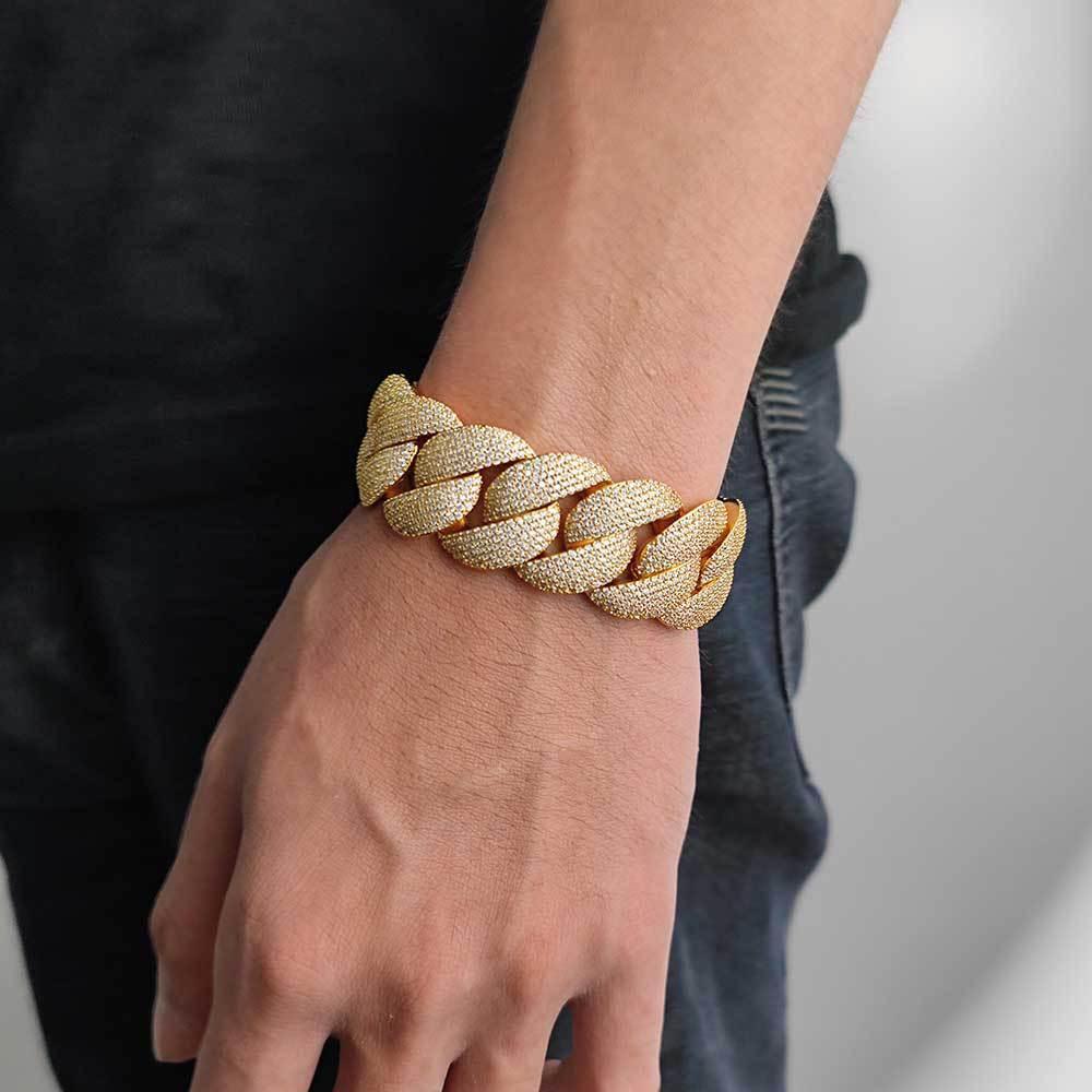 24mm Bubble Cuban Link Bracelet Iced-Out Zircon Hip Hop Jewelry - CaratixJewelry