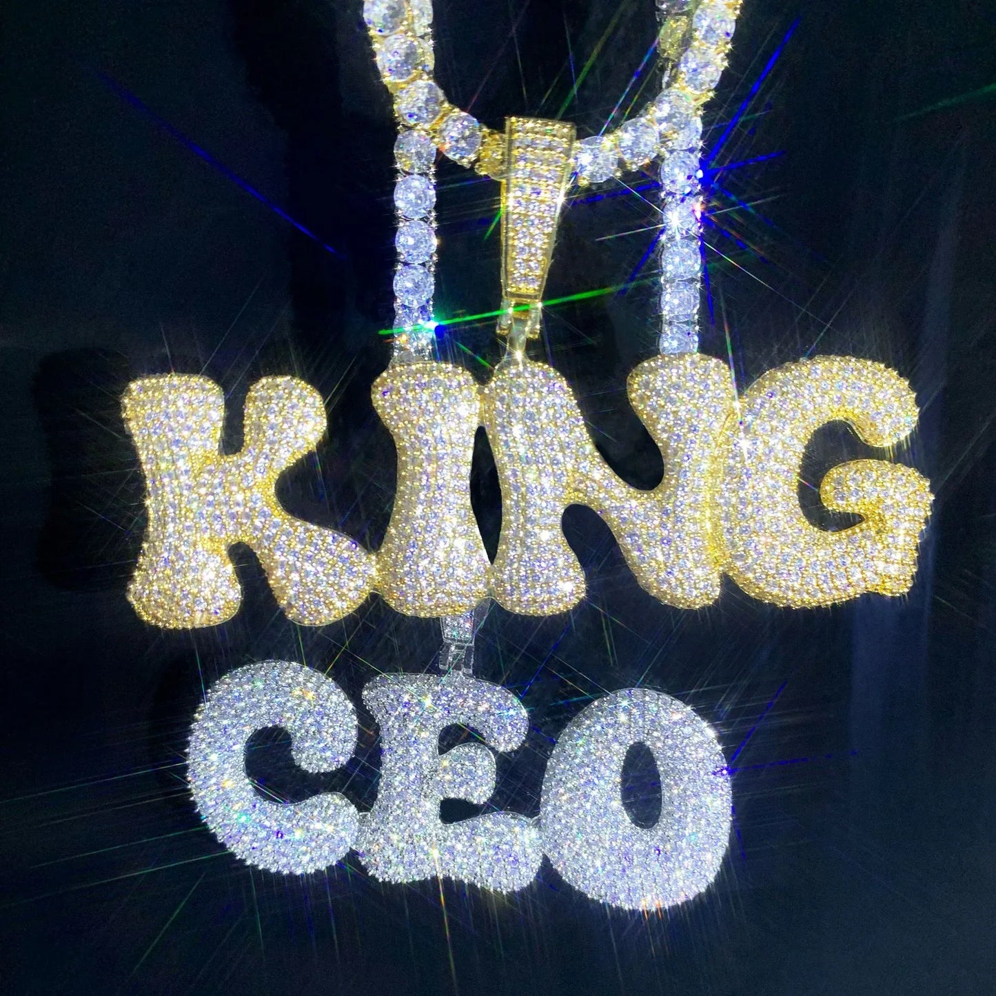 Bubble Letter Pendant | Iced Out CZ DIY Initial Hip Hop Trendy Necklace - CaratixJewelry