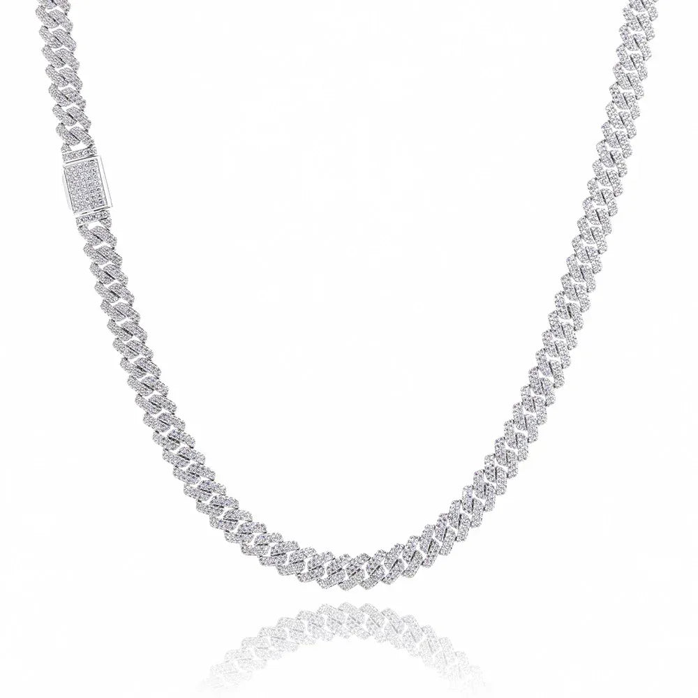 Custom 8mm Rhombus Double-Row Cuban Necklace - CaratixJewelry