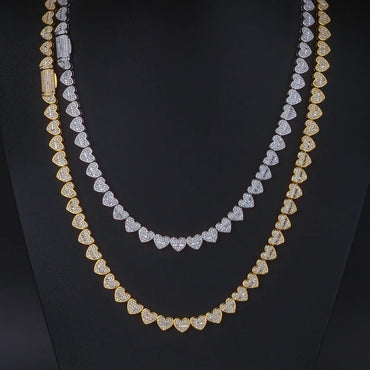 Custom 8mm Heart-Link Necklace | Secure Fold-over Clasp | Rapper Chain Style | Caratix - CaratixJewelry