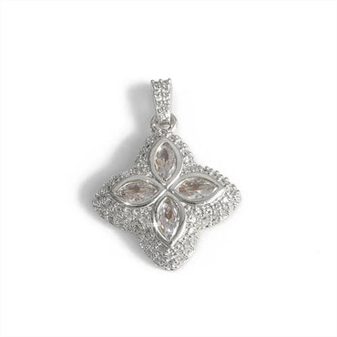 Men's Color Gemstone Clover Pendant | Full Zircon Iced Out Necklace | Custom Minimalist Hip Hop Jewelry | Caratix - CaratixJewelry