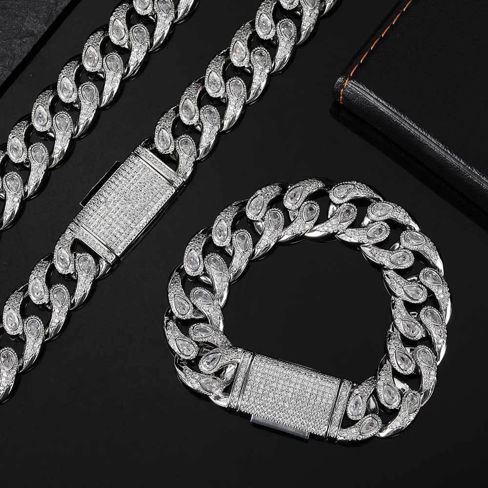16mm Eyeglass Link Cuban Chain Bracelet Zircon for Men | Caratix Jewelry - CaratixJewelry